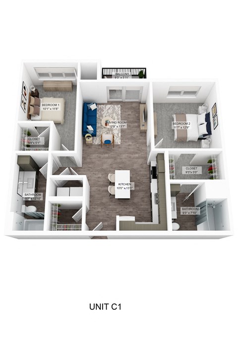 a floor plan of unit c of the unit c1 floor plan